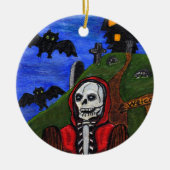 Grim Reaper Skeleton Bats Tombstones Black House Keramisch Ornament (Voorkant)