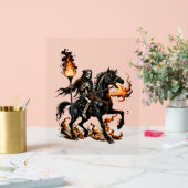 Grim Reaper Skeleton Rijdende Paard Vlammen Acryl Bord (Huwelijk)