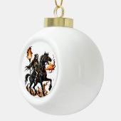 Grim Reaper Skeleton Rijdende Paard Vlammen Keramische Bal Ornament (Rechts)