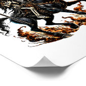 Grim Reaper Skeleton Rijdende Paard Vlammen Poster (Hoek)