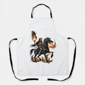 Grim Reaper Skeleton Rijdende Paard Vlammen Schort (Voorkant)