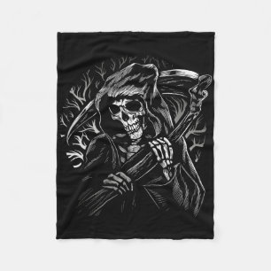 Grim Reaper Skull Death Scythe Dead Gothic Horror Fleece Deken