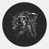Grim Reaper Skull Death Scythe Dead Gothic Horror Ronde Sticker (Voorkant)