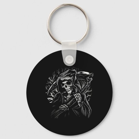 Grim Reaper Skull Death Scythe Dead Gothic Horror Sleutelhanger (Voorkant)