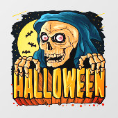 Grim Reaper Skull Horror Halloween Raamsticker (Vel)