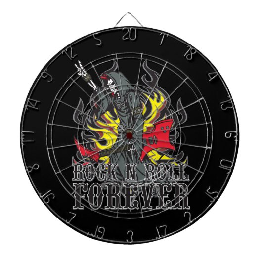 Grim Reaper Skull Rock en Roll Music Dartboard Dartbord (Voorkant)