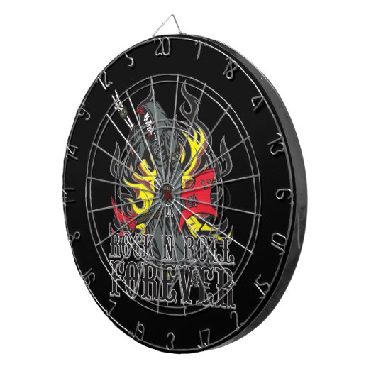 Grim Reaper Skull Rock en Roll Music Dartboard Dartbord (Voorkant Rechts)