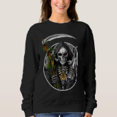 Grim Reaper Smoking Weed Smoking Skull Skeleton Trui (Voorkant)