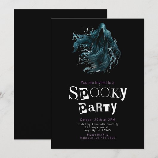 Grim Reaper Spooky Halloween Party Kaart (Voorkant / Achterkant)