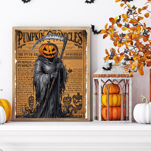 Grim Reaper  stijl Halloween krant Poster