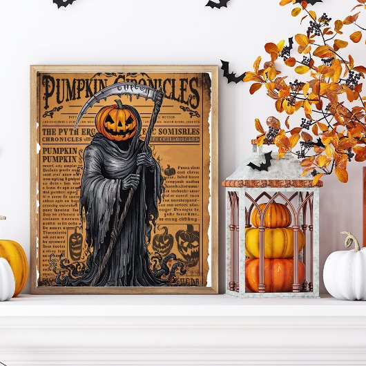 Grim Reaper  stijl Halloween krant Poster