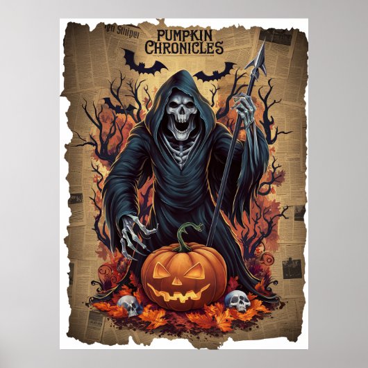 Grim Reaper  stijl krant Halloween Poster (Voorkant)