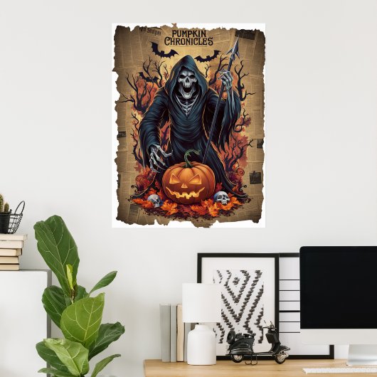 Grim Reaper  stijl krant Halloween Poster (Thuiskantoor)