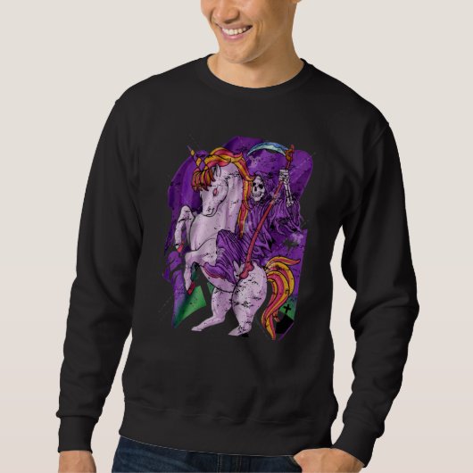 Grim Reaper Unicorn Pastel Gothic Death Skeleton M Trui (Voorkant)
