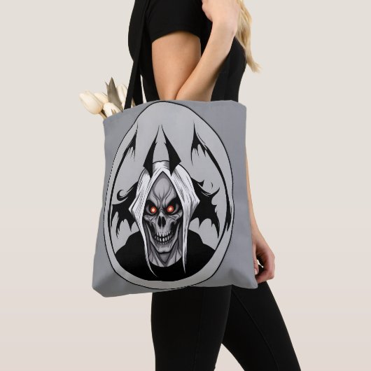 Grim Reaper van de Blazing Eye Full Print Canvas t Tote Bag (Dichtbij)