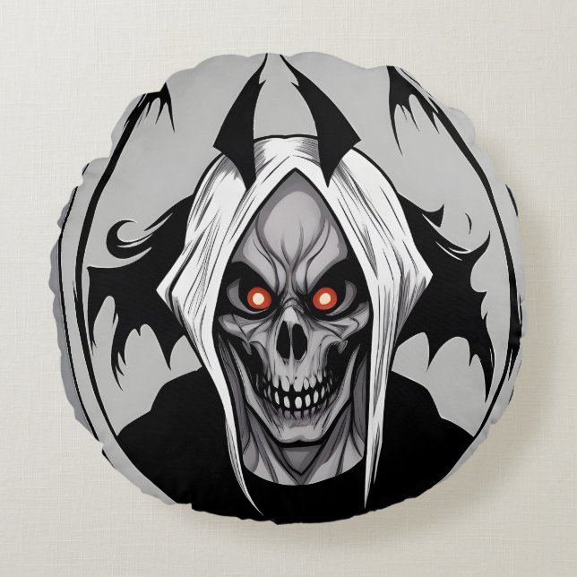 Grim Reaper van de Blazing Eyes Round Pillow Rond Kussen (Voorkant)