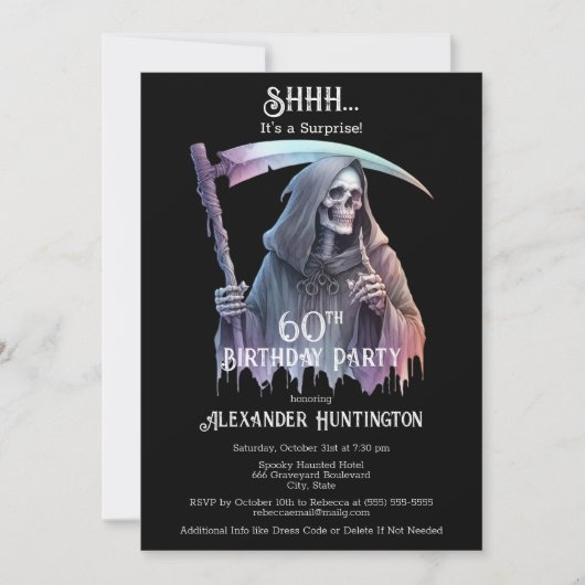  Grim Reaper Verrassing 60ste Verjaardagsfeest Kaart (Voorkant)