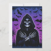 Grim Reaper vleermuizen Paarse Blue Halloween Kaart (Achterkant)