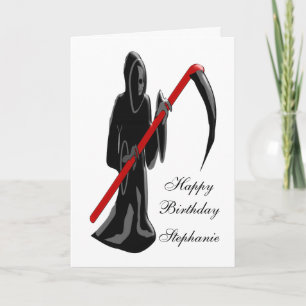 Grim Reaper voegt alleen naam toe Verjaardag Kaart