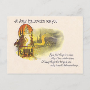 Grim Reaper Volle Maan Uil Heks Ketel Briefkaart