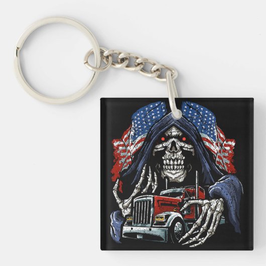 Grim Reaper Vrachtwagenchauffeur Sleutelhanger (Voorkant)