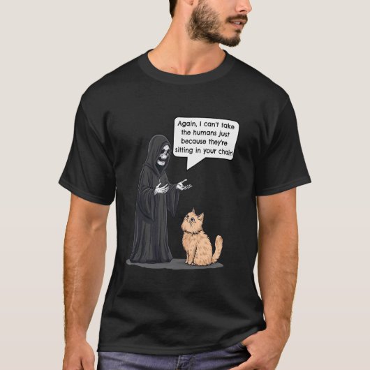 Grim Reaper vs Kat Grappige Kittenscherz T-shirt (Voorkant)