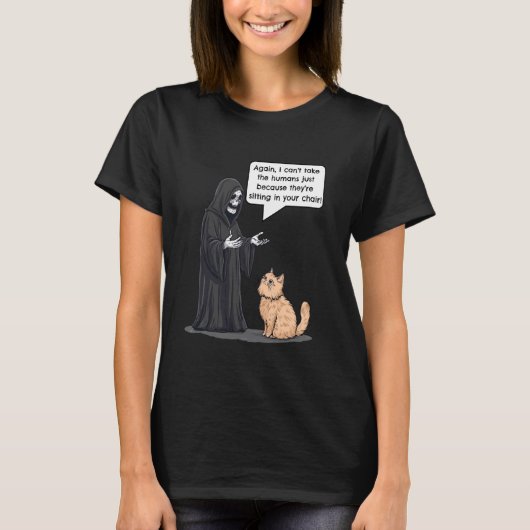 Grim Reaper vs Kat Grappige Kittenscherz T-shirt (Voorkant)