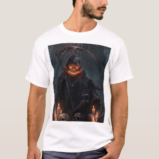 Grim Reaper Vuur Tovenaar Donkere Fantasy T-Shirt