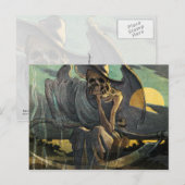 Grim Reaper wacht met Scythe Briefkaart (Voorkant / Achterkant)