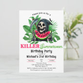 Grim Reaper Watermeloen ZomerTussen Verjaardagsfee Kaart (Staand voorkant)