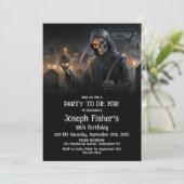 Grim Reaper with Cupcake Birthday Party Invitation Kaart (Staand voorkant)