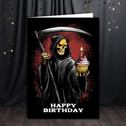 Grim Reaper with Scythe Birthday Kaart