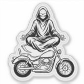 Grim Reaper Zen-sticker — Mediterende motorrijder Sticker (Voorkant)