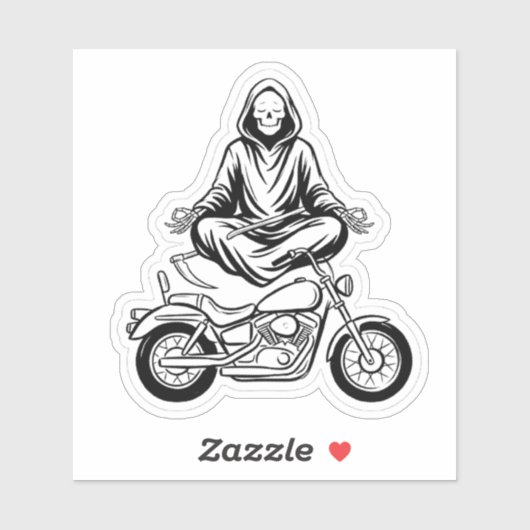 Grim Reaper Zen-sticker — Mediterende motorrijder Sticker (Vel)