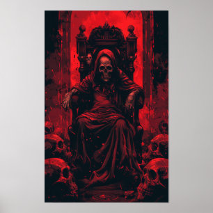 Grim Reaper zittend op troon Poster