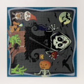 Grim Reaper Zombie Skeleton Gnome Pumpkin Man Bats Legpuzzel (Horizontaal)