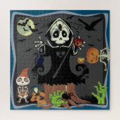 Grim Reaper Zombie Skeleton Gnome Pumpkin Man Bats Legpuzzel (Verticaal)