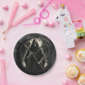 Grim Reaper Zwart Grunge Halloween Kostuum Party Papieren Bordje (Feest)