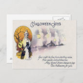 Grim Reaper Zwarte Kat Lantaarn Volle Maan Briefkaart (Voorkant / Achterkant)