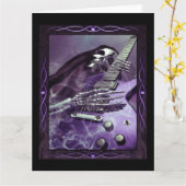 Grim Reaper's Guitar Big Wenskaart Kaart (Gele Bloem)