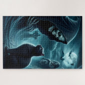 Grim Reeper en Black Cat Halloween Legpuzzel (Horizontaal)