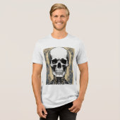 "Grim Style: Skeleton Portrait T-shirt" Tri-Blend Shirt (Voorkant volledig)