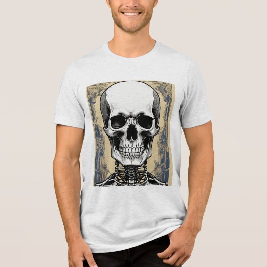 "Grim Style: Skeleton Portrait T-shirt" Tri-Blend Shirt (Voorkant)