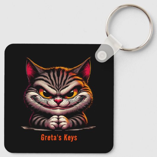 Grimacing Cat Sleutelhanger (Achterkant)