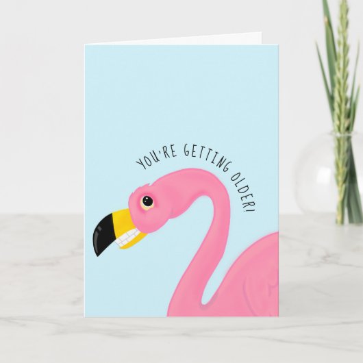 Grimacing flamingo grappig krijgen ouder verjaarda kaart (Voorkant)
