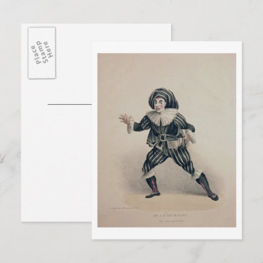 Grimaldi als Scaramouche uit de Commedia dell'Ar Briefkaart (Voorkant / Achterkant)