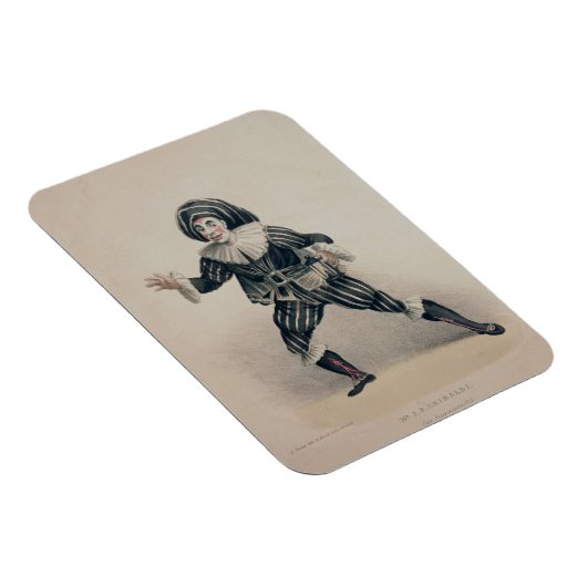 Grimaldi als Scaramouche uit de Commedia dell'Ar Magneet (Rechterzijde)