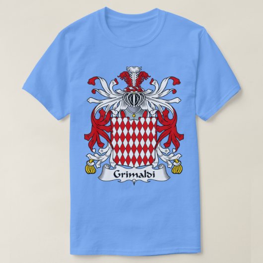 Grimaldi Coat of Arms Family Crest T-shirt (Design voorkant)