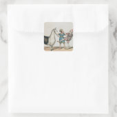Grimaldi en de Alpaca in het Populaire Pantomime Vierkante Sticker (Tas)
