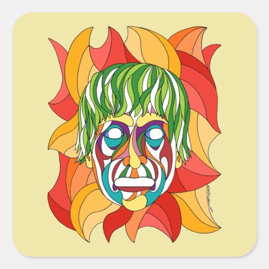 Grimas Vierkante Sticker (Voorkant)